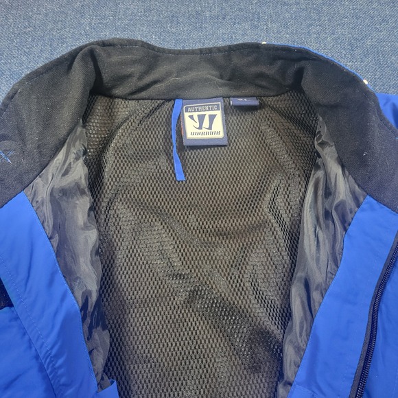 Warrior Sports Mens XL Royal Blue Windbreaker Full Zip Mesh Lined Jacket Piping - Picture 10 of 14